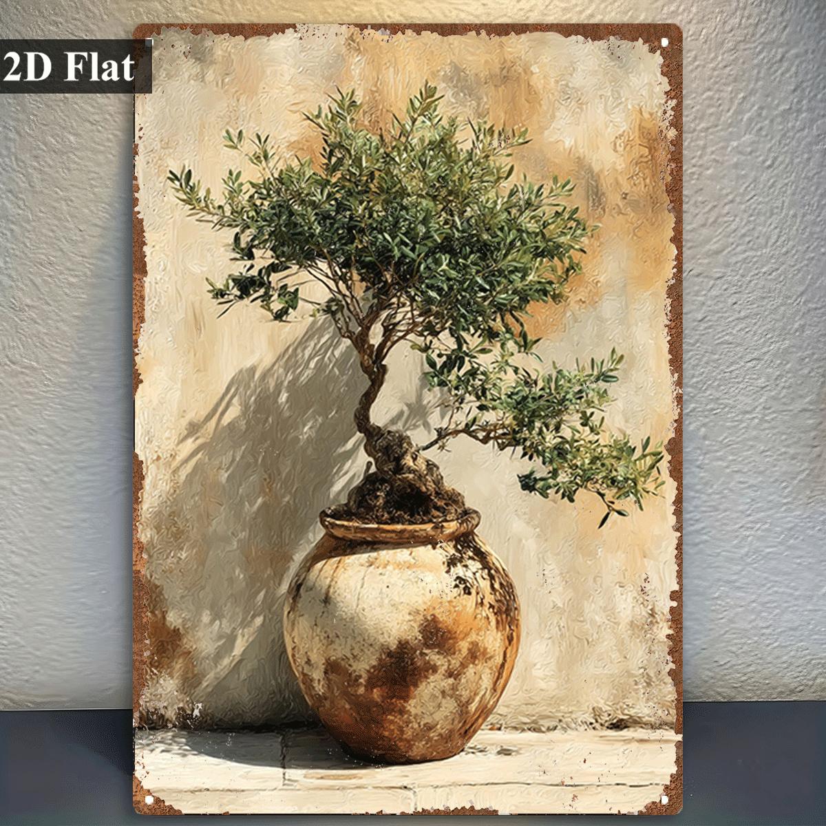 Bonsai Garden Wall - Letrero metálico vintage con impresión de