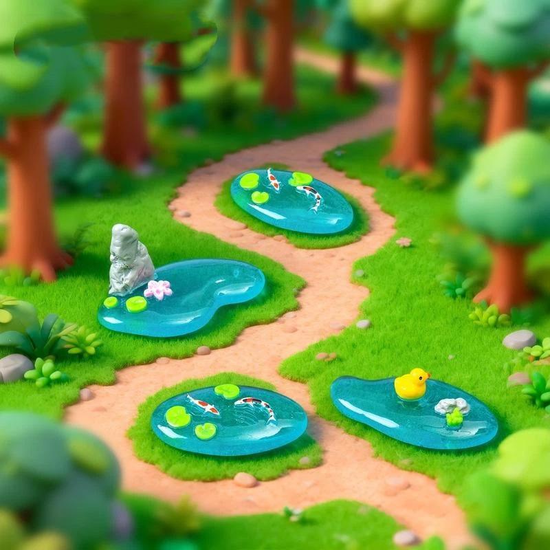 Bonsai Garden With Koi Pond - Mini Adornos de Resina para Estanques